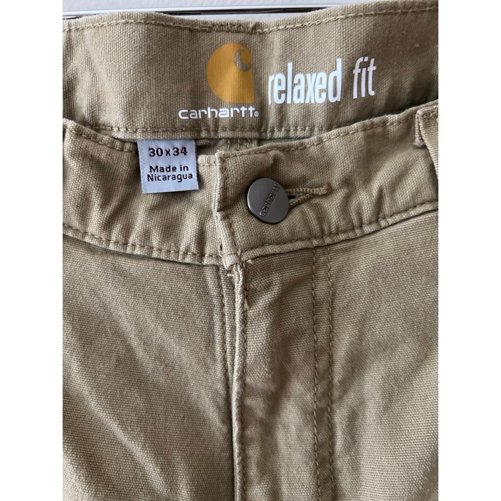 Carhartt Men's Pants 30x34 Khaki Brown Relaxed Fit - Picture 3 of 5